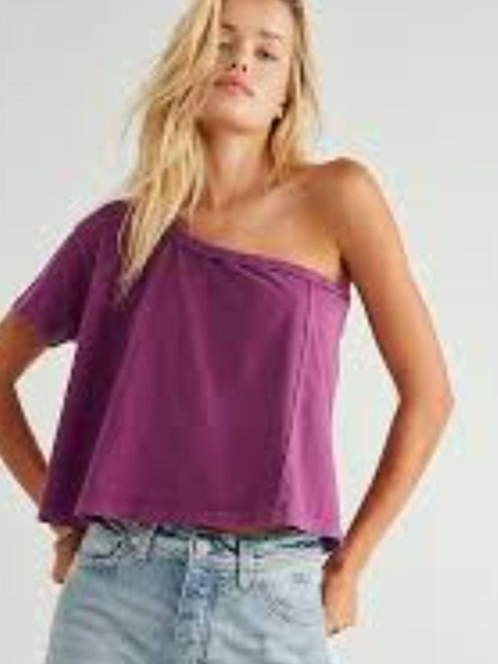 We The Free One-Shoulder Top in Plum